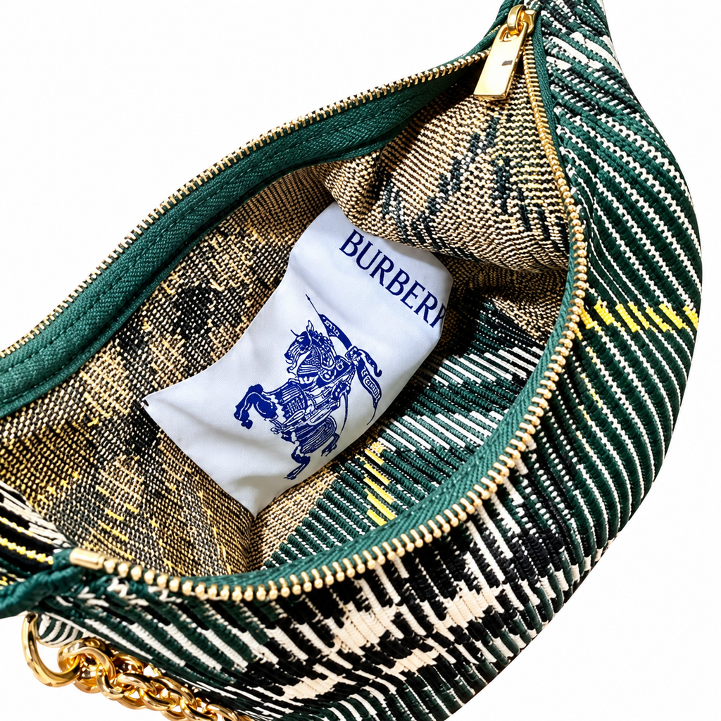 Burberry Woven Check Chain Shoulder Bag