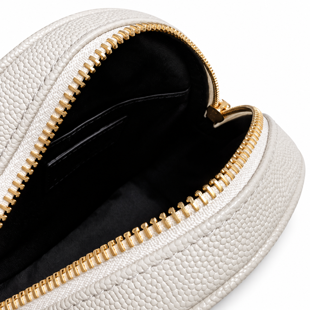 YSL Saint Laurent Vinyle Round Chain Bag in Cream Matelassé Leather