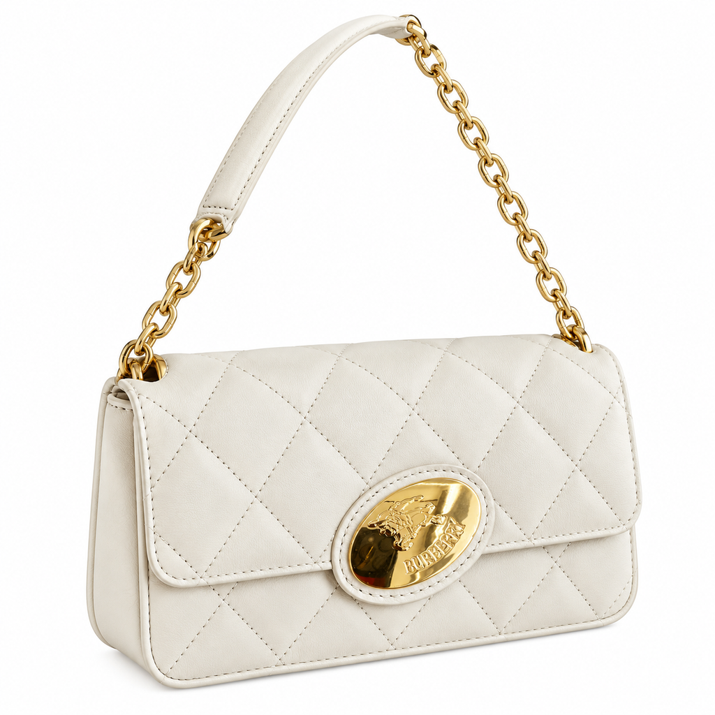 Burberry White Quilted Chain Shoulder Bag