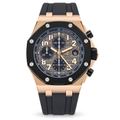 Audemars Piguet Royal Oak Offshore Chronograph 44mm 18K Rose Gold Black Ceramic Bezel Tachymeter Grey Mega Tapisserie Dial Rose Gold Arabic Numerals Three Sub-Dials Date Black Rubber Strap