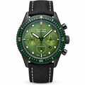 Blancpain Fifty Fathoms Bathyscaphe chronograph forest green sunburst dial tri-compax subdials green ceramic bezel black DLC case sailcloth fabric strap flyback dive watch