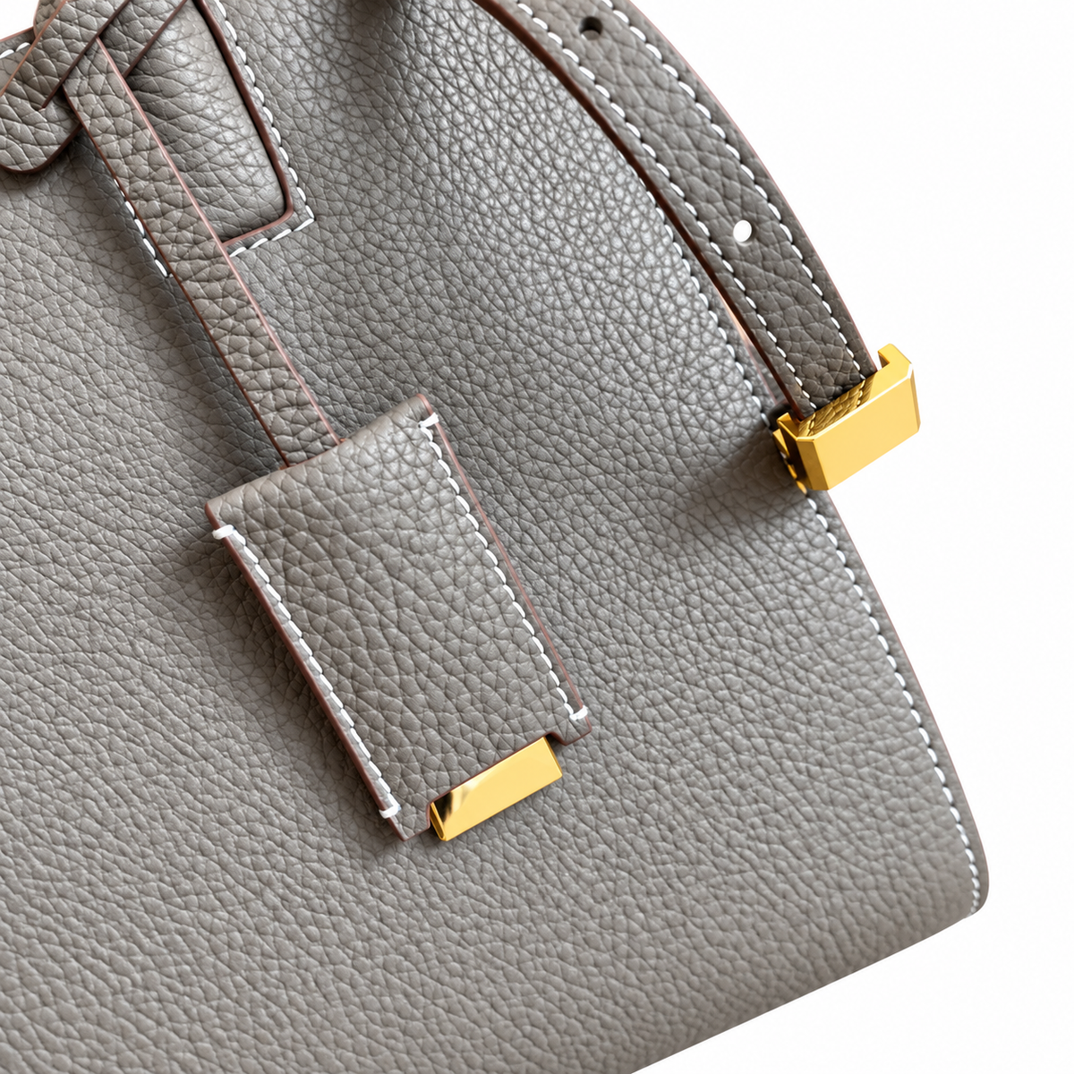 Burberry Grey Leather Tote with Shoulder Strap