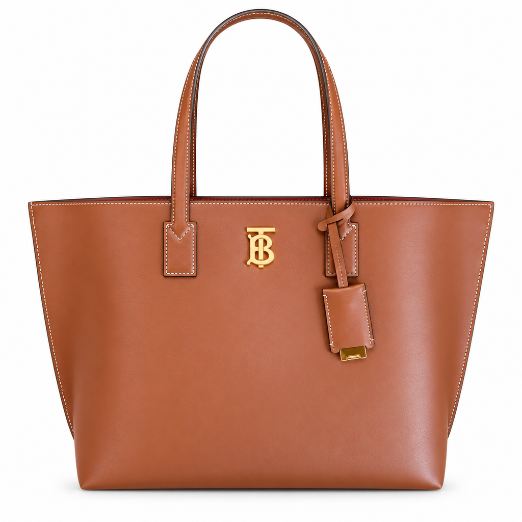 Burberry Tan Leather Tote with Shoulder Handles