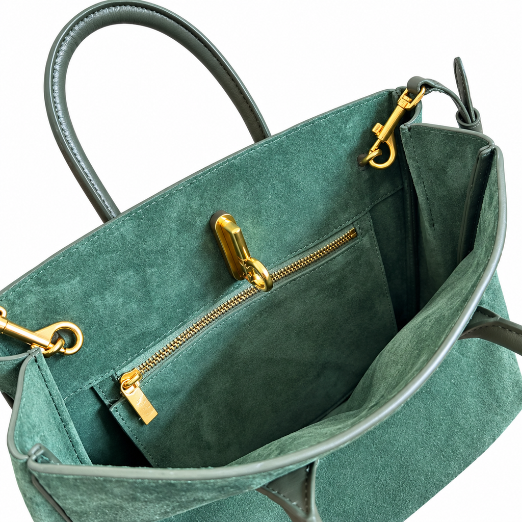 Burberry Green Textured Tote Bag