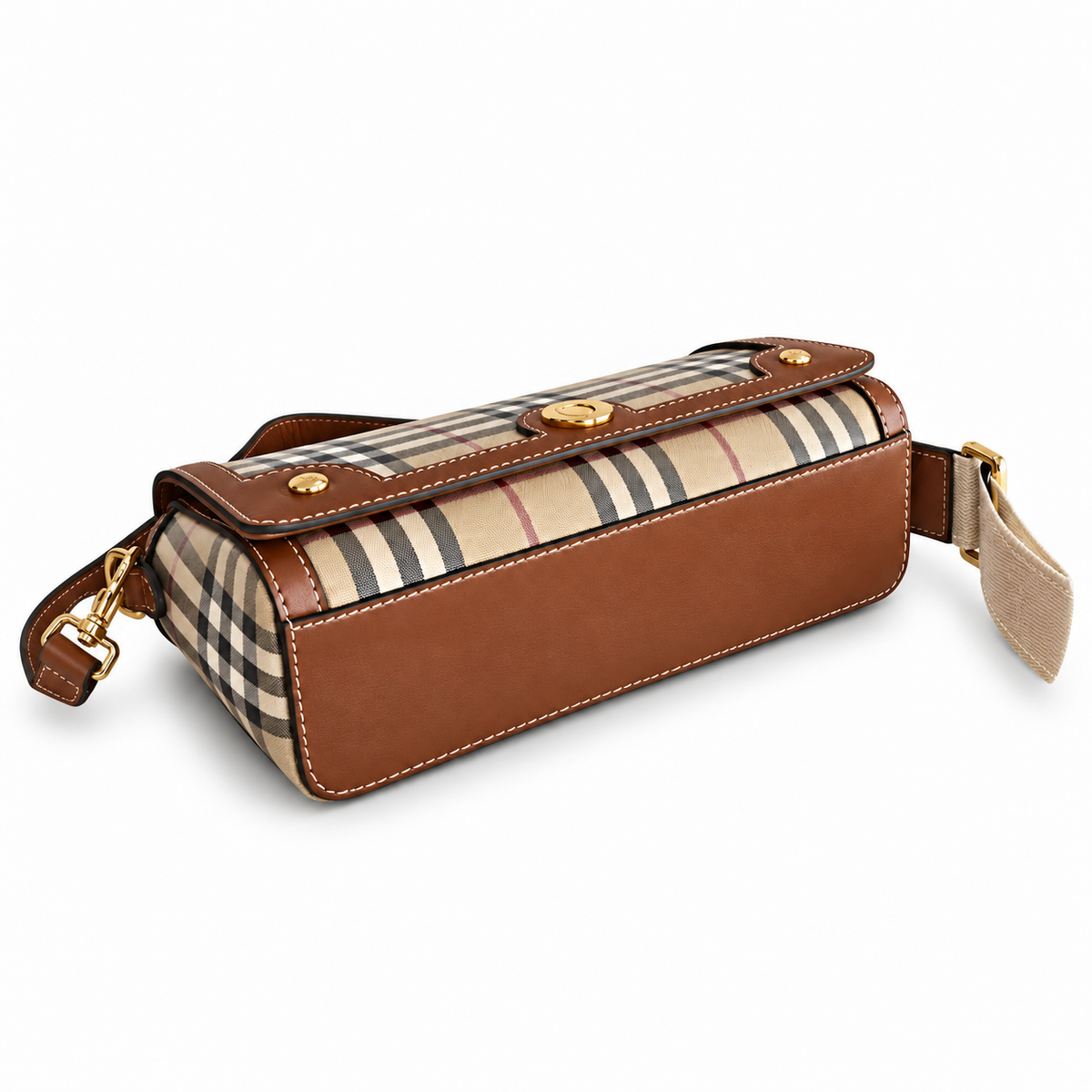 Burberry Check Flap Bag with Logo Strap