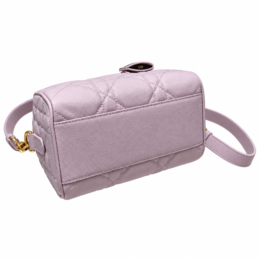 Dior Lilac Cannage Quilted Boston Bag