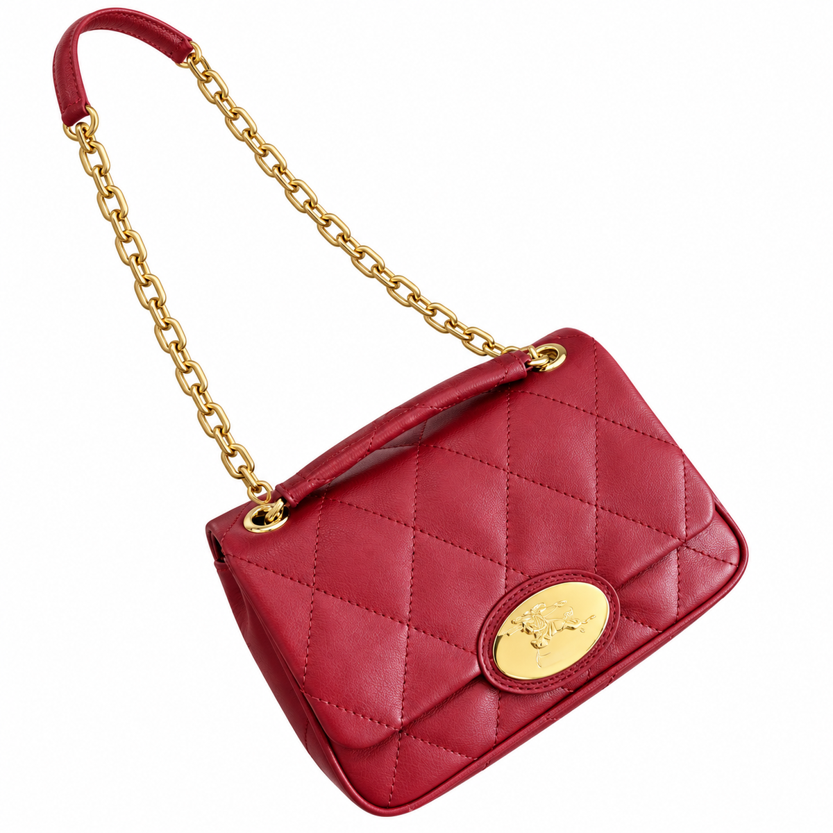 Burberry Red Quilted Chain Shoulder Bag