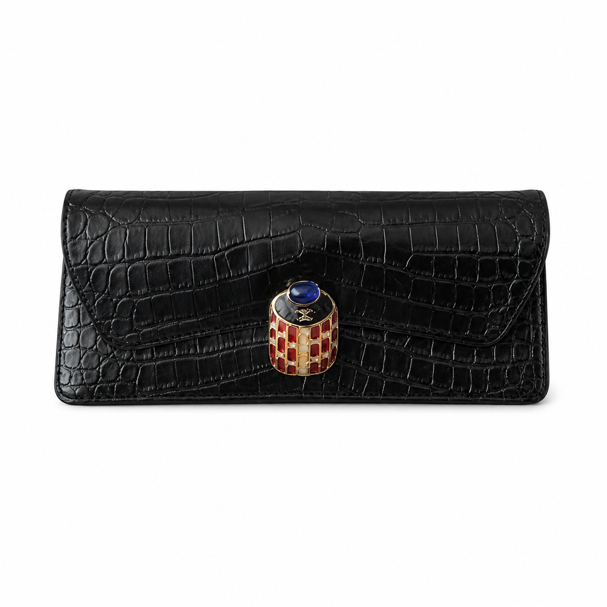 Chanel Black Croc-Embossed Clutch Bag