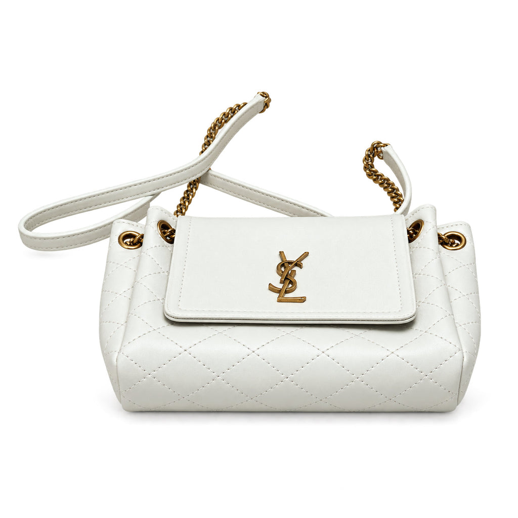 Saint Laurent Nolita Quilted Chain Bag in White
