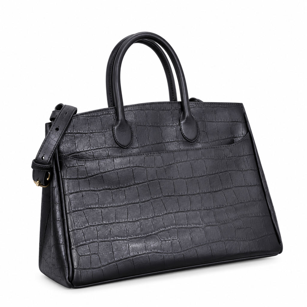 Burberry Croc-Effect Tote with Shoulder Strap