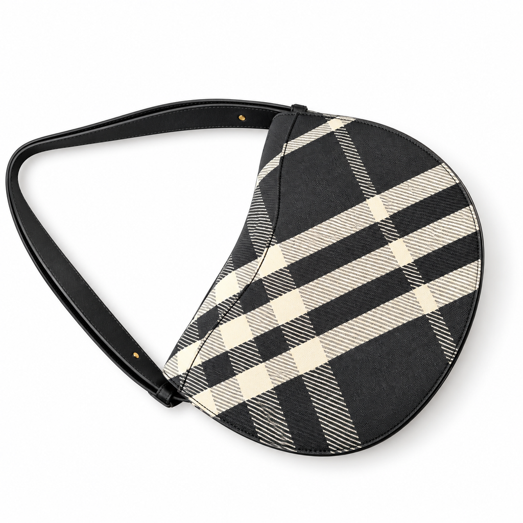 Burberry Black Check Saddle Bag