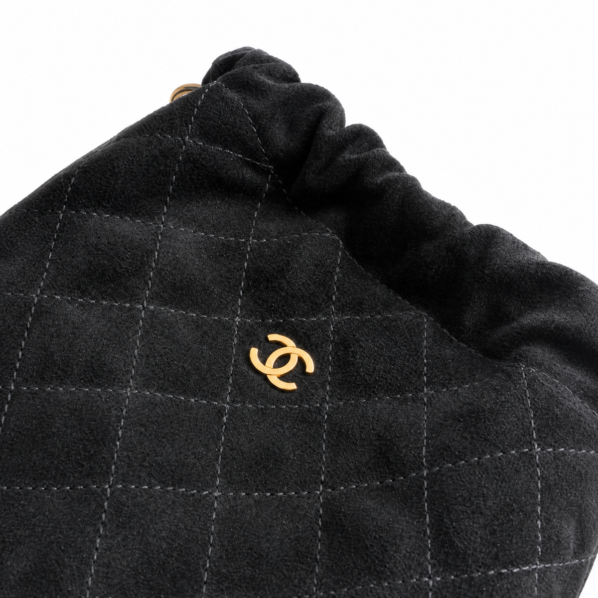 Chanel Black Quilted Drawstring Bucket Bag