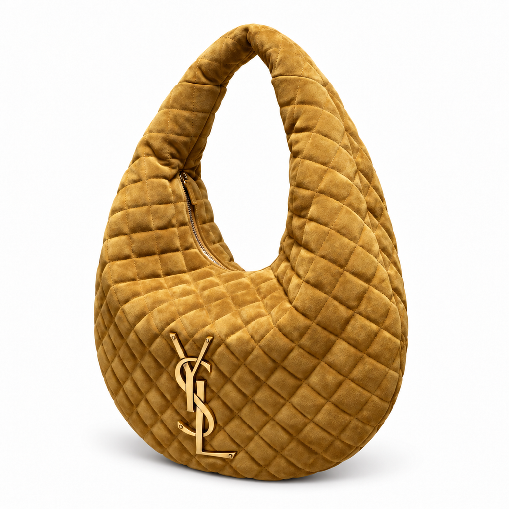 Saint Laurent Quilted Suede Hobo Bag – Mustard