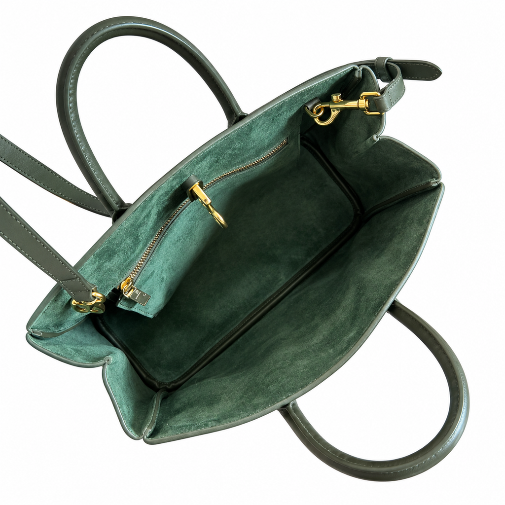 Burberry Green Textured Tote Bag