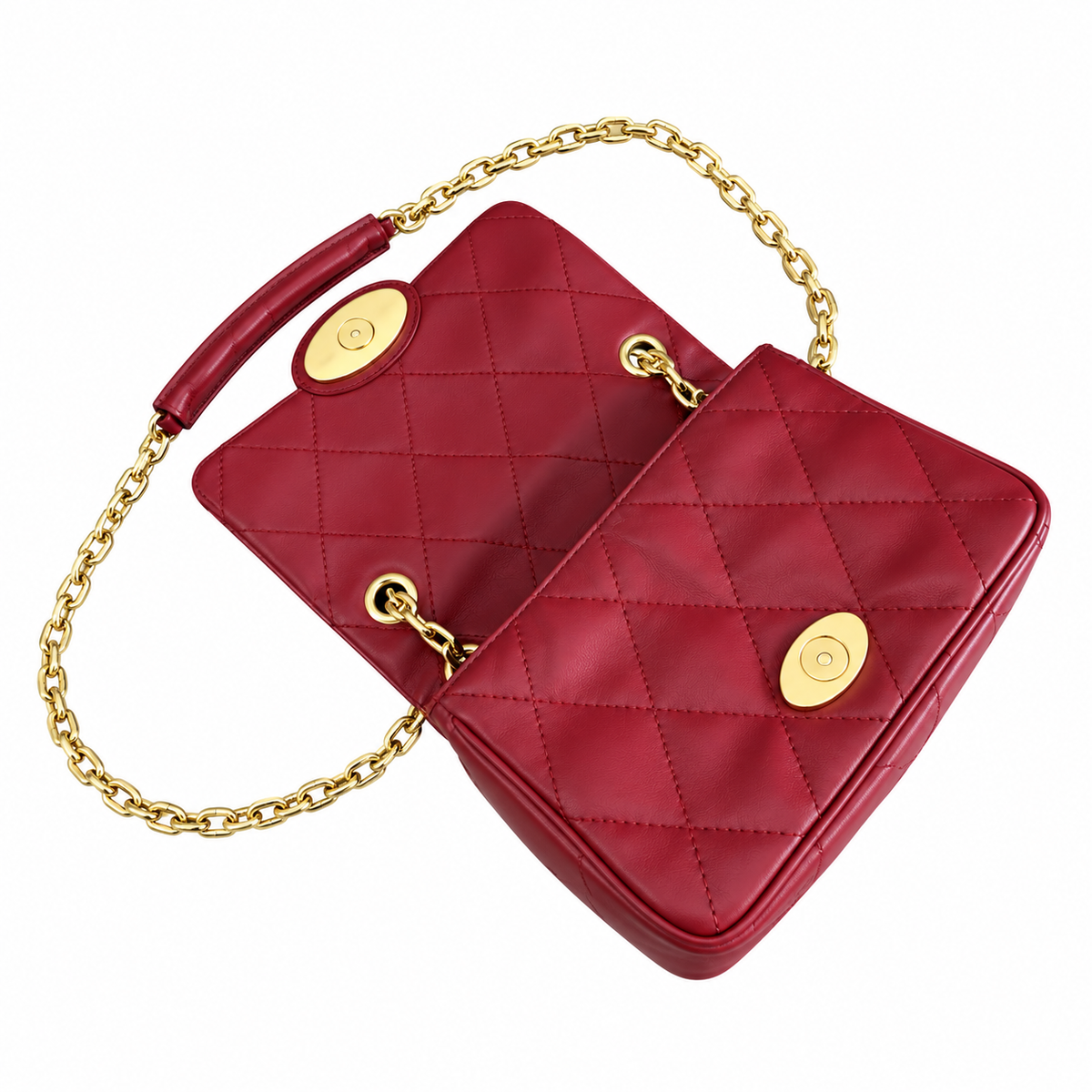 Burberry Red Quilted Chain Shoulder Bag