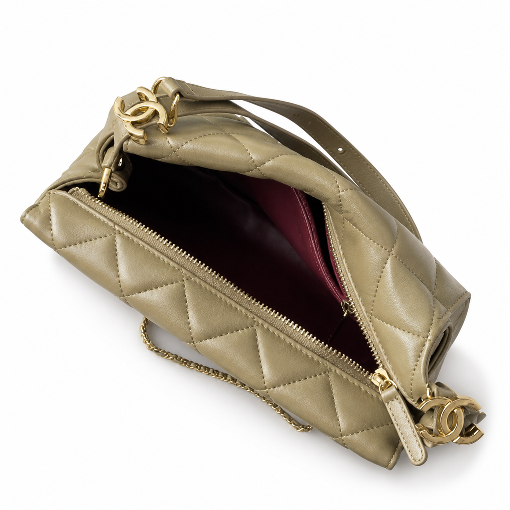 Chanel Olive Quilted Shoulder Bag