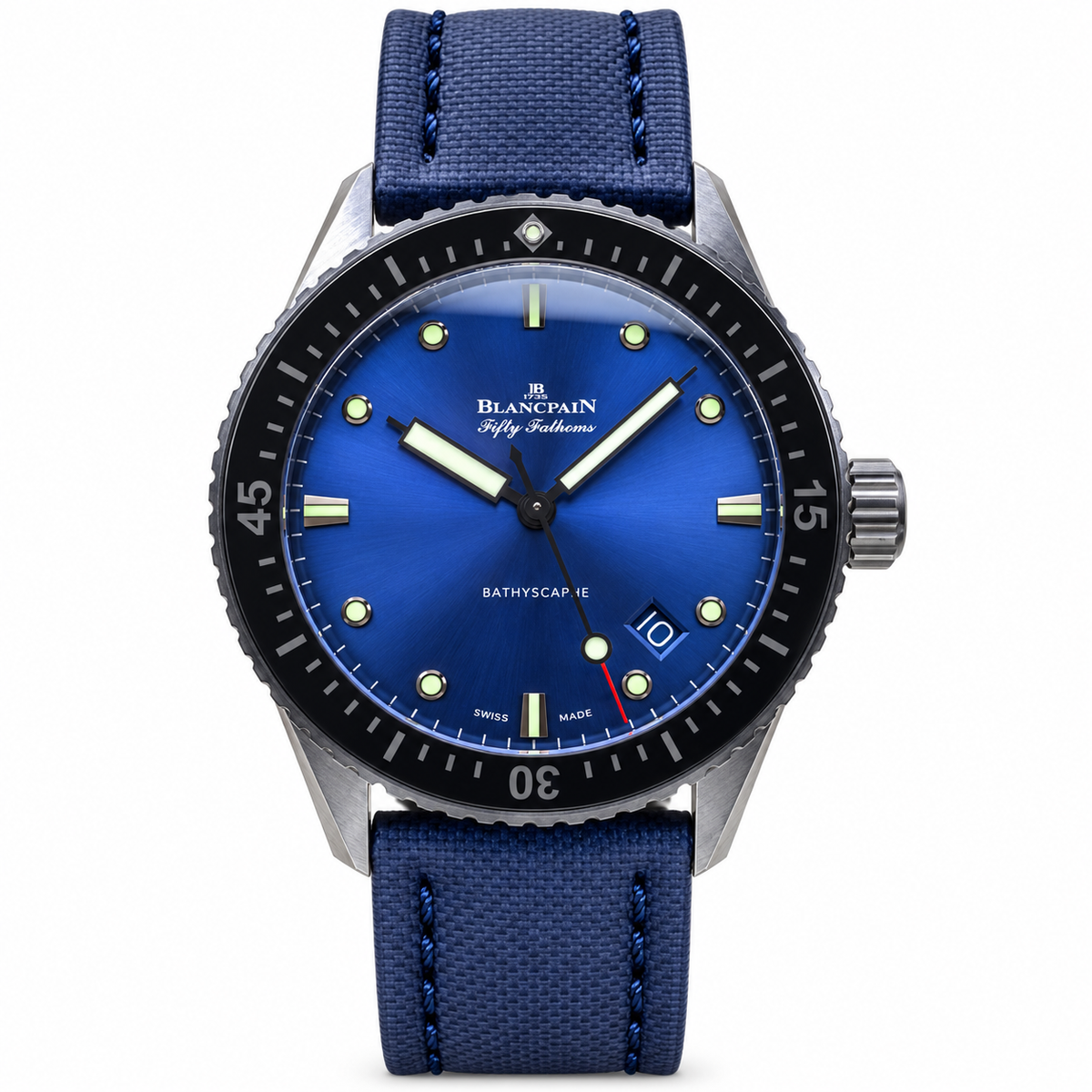Blancpain Fifty Fathoms Bathyscaphe Blue Dial Date Steel Dive Watch