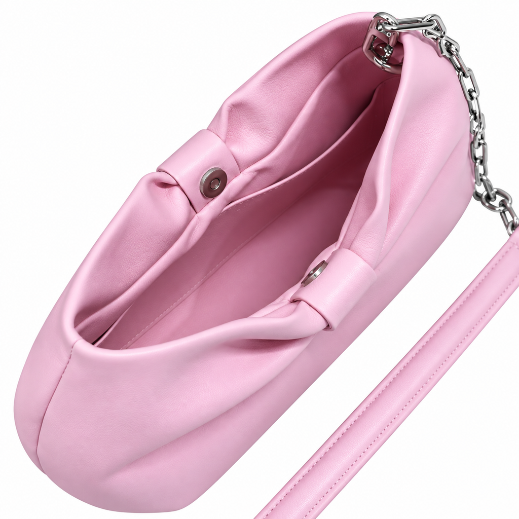 Dior Bow Bag in Baby Pink Matte Lambskin with Silver Chain Strap