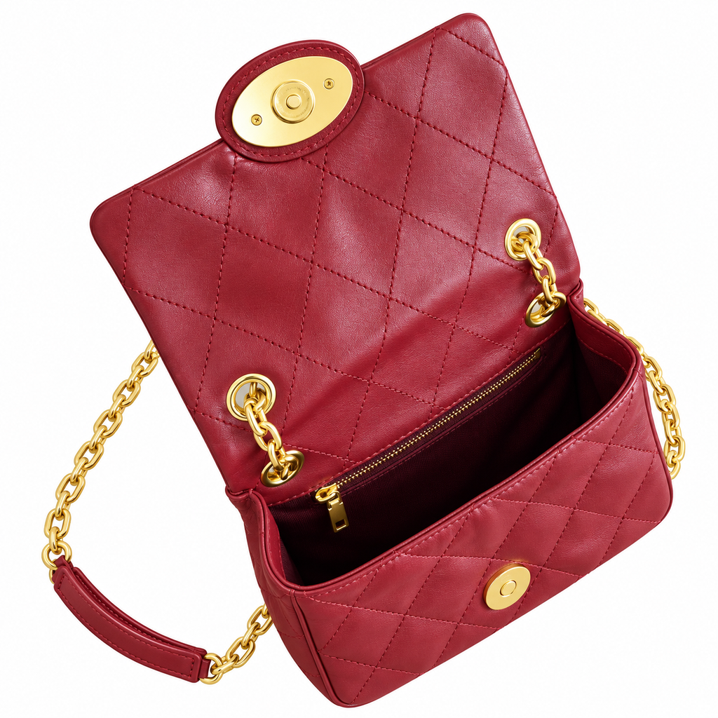 Burberry Red Quilted Chain Shoulder Bag