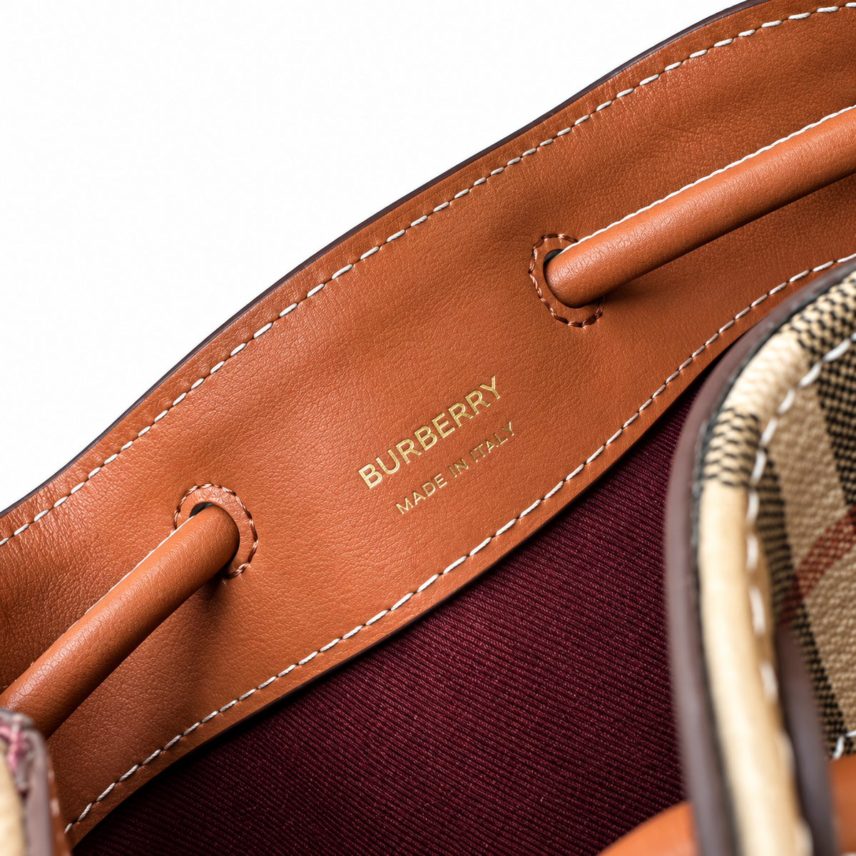 Burberry Check Bucket Bag with Adjustable Strap