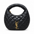 YSL Saint Laurent Quilted Leather Hobo Bag Black