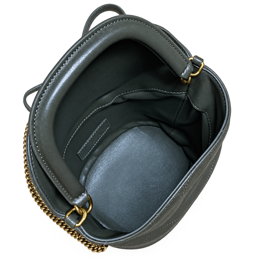 YSL Saint Laurent Gaby Bucket Bag in Khaki Quilted Leather